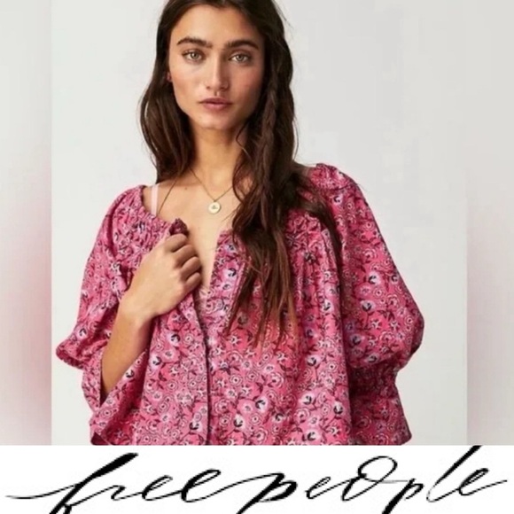 Gorgeous, Free People James Smock Top in rose combo❤️ - Picture 1 of 6